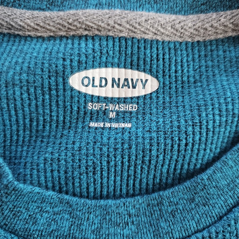 Old Navy Soft Washed Teal Thermal Waffle Knit Long Sleeve Men's Shirt Sz S gallery