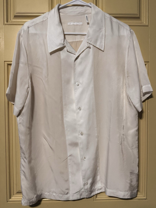 Helmut Lang Men's Shirt Minimalist Country Club Cupro Vegan Silk Breathable Med. gallery