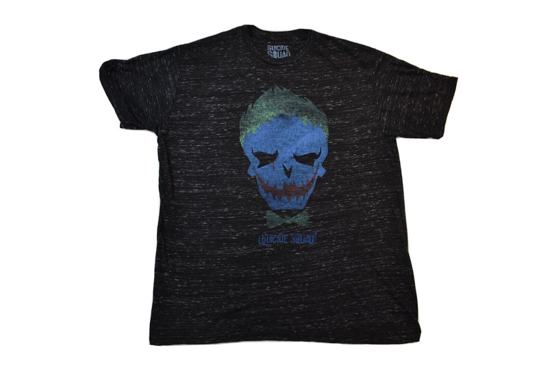 Suicide Squad Mens Joker Crazy Face Dark Charcoal Heather Shirt New S-2XL gallery