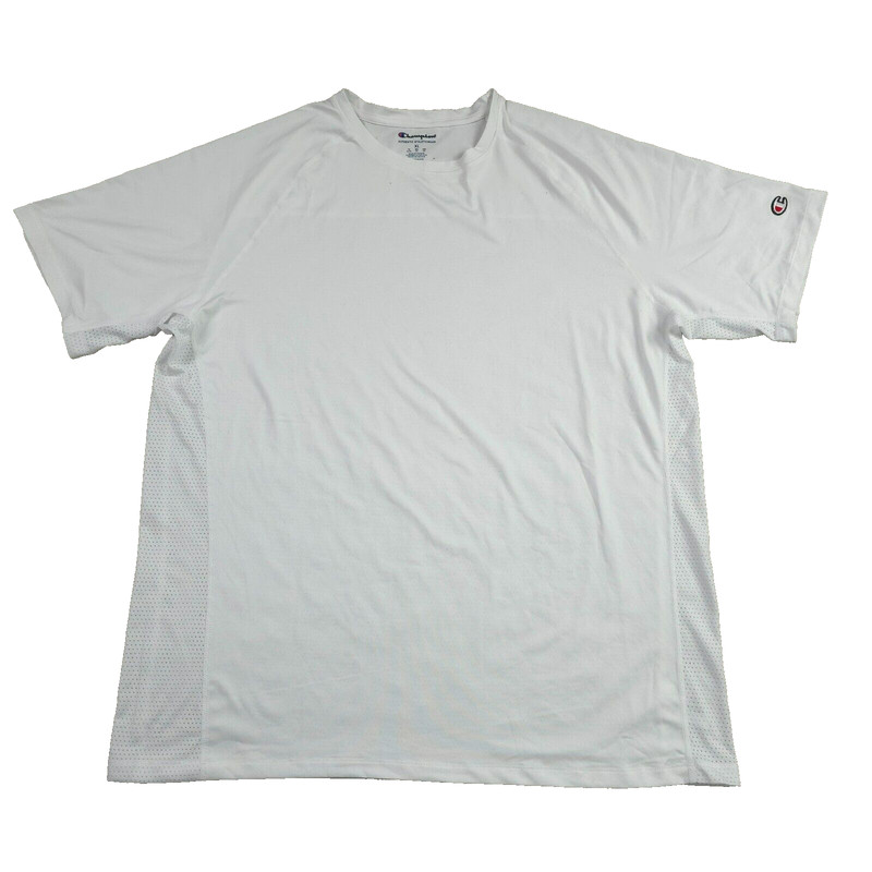 Champion Authentic Athletic Wear Men Crew Neck Short Sleeves T-Shirt XL White