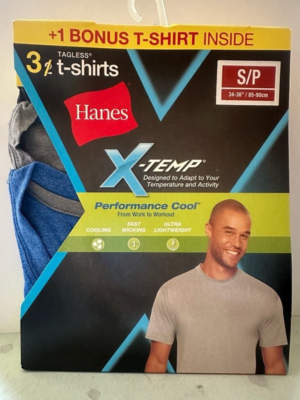 Hanes Men’s X-Temp Performance Cool Tagless T-Shirts, Size: S, 3+1 Pack