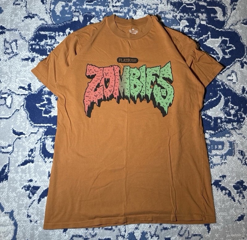 Flatbush Zombies Amerikkkan Pie Brown Graphic T-Shirt L Crew Neck Men