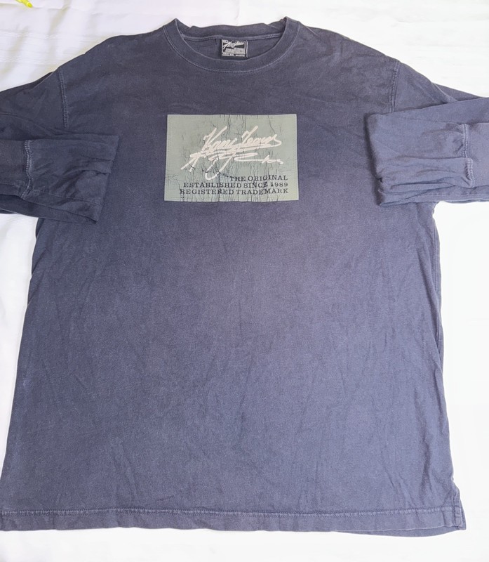 Kani Jeans Navy Long Sleeve 100% Cotton Logoed Tshirt XXL