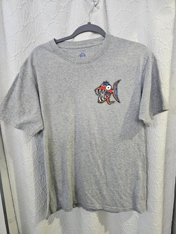 Men’s (Unisex) Medium Gray Piranha Print Cozumel Mexico Short Sleeve T-Shirt