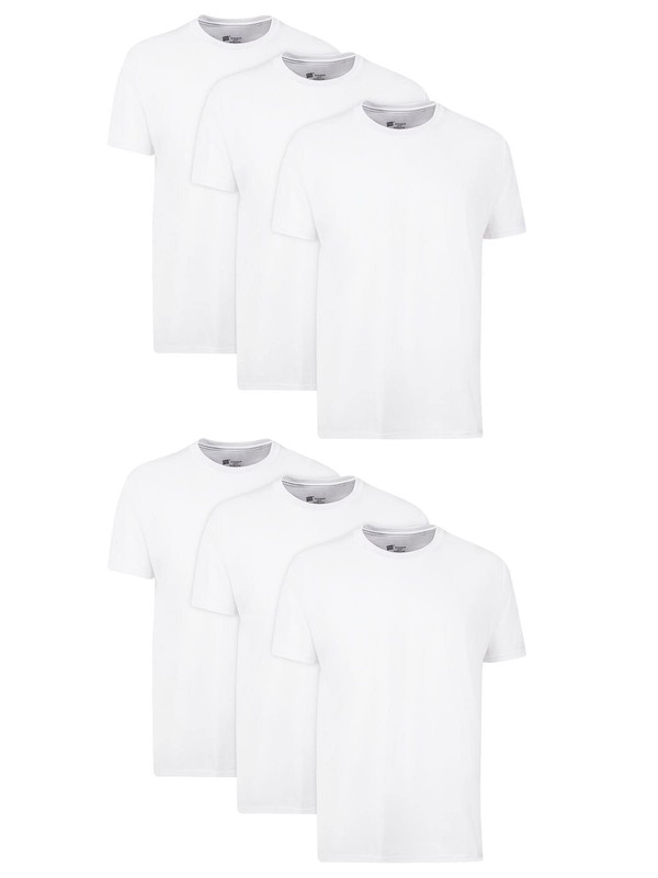 Hanes Men's Cotton, Moisture-Wicking Crew Tee Undershirts, Multi-Packs, White -