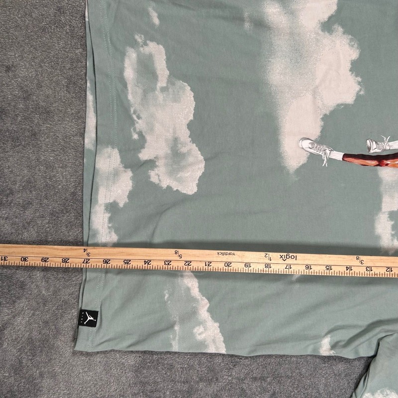 Jordan Brand Michael Jordan Cloud Print T-Shirt Green Flight Graphic Tee Mens M gallery