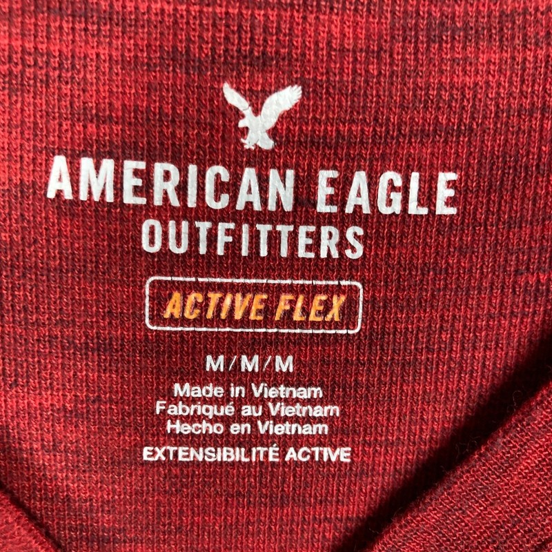 American Eagle Waffle Thermal Knit Shirt Mens Medium Red Active Flex Long Sleeve gallery
