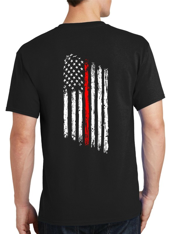 Thin Red Line American Flag Firefighter Fireman IAFF Short Sleeve Shirt