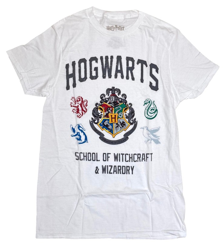 Harry Potter Hogwarts School of Witchcraft and Wizardry Men's White T-Shirt New