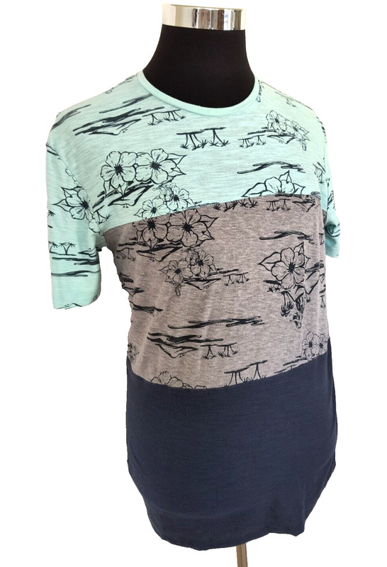 Ocean Current Tee Shirt Men's Size L Blue Gray Green Crew Neck Cotton Blend gallery