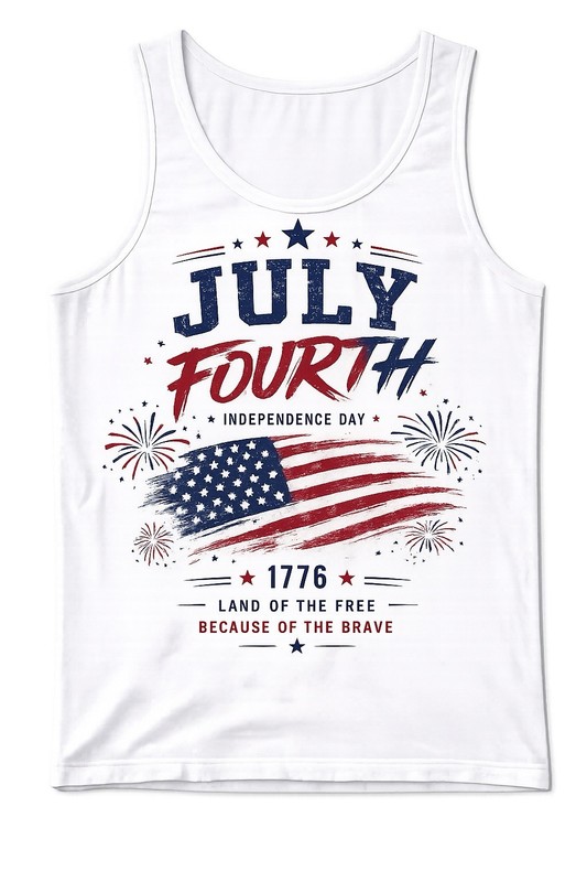 tank top for men 4th of July Independence Day 1776 USA flag graphic white gallery