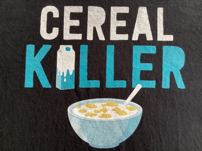 Cereal Killer Gildan Men’s Black Heavy Cotton Graphic T-Shirt Medium Funny