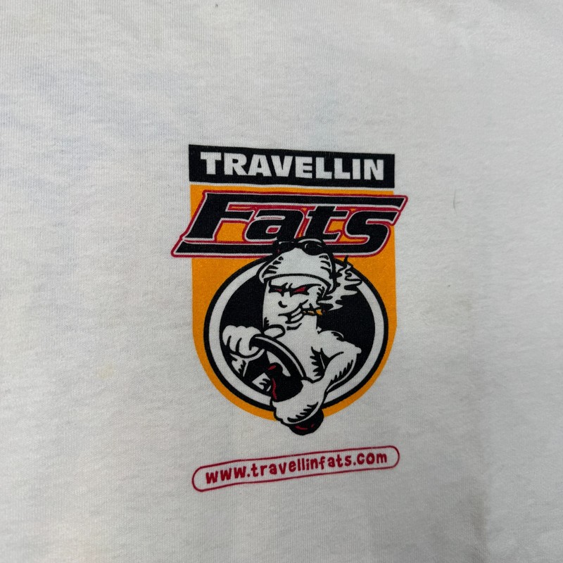 Vintage Travellin Fats Australia Tee Shirt Mens XL CHEW THE FAT Pub Bar T gallery