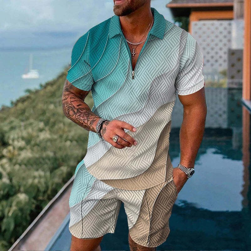 Mens Sweatsuit Short Sleeve T Shirts & Shorts Set 2-Piece Set Summer-Outfit NEW