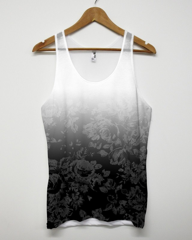BLACK FLORAL FADE ALL OVER PRINT VEST PATTERN MEN WOMEN SUMMER HIP HOP URBAN NEW