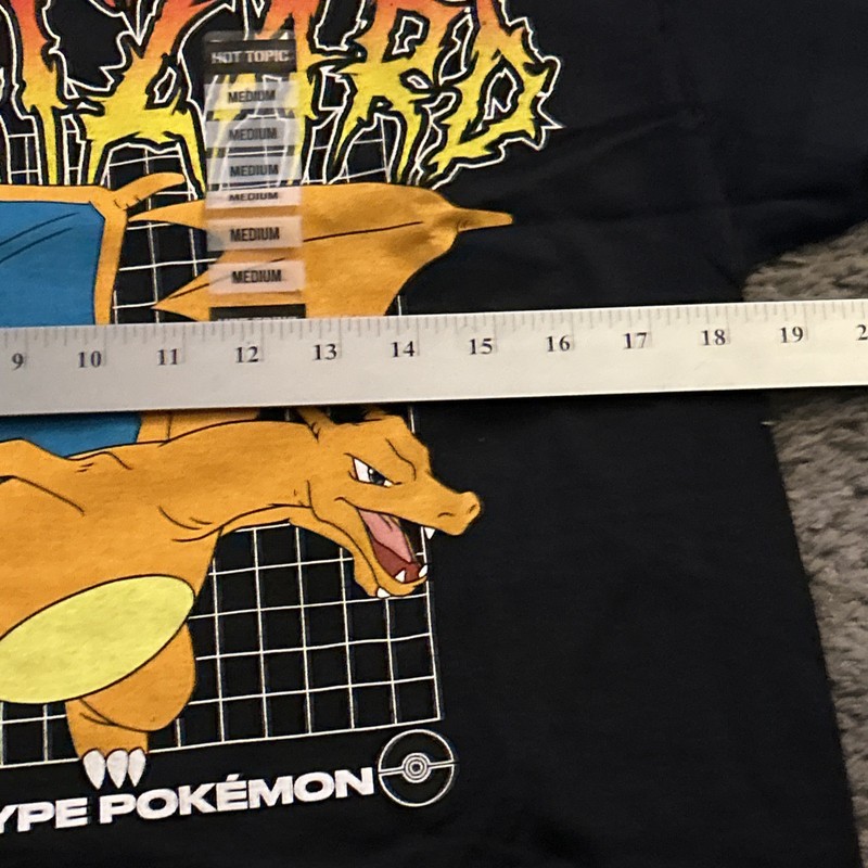 Pokemon Charizard Men's Med Fire Type Pokemon Black T-Shirt Double-Sided gallery