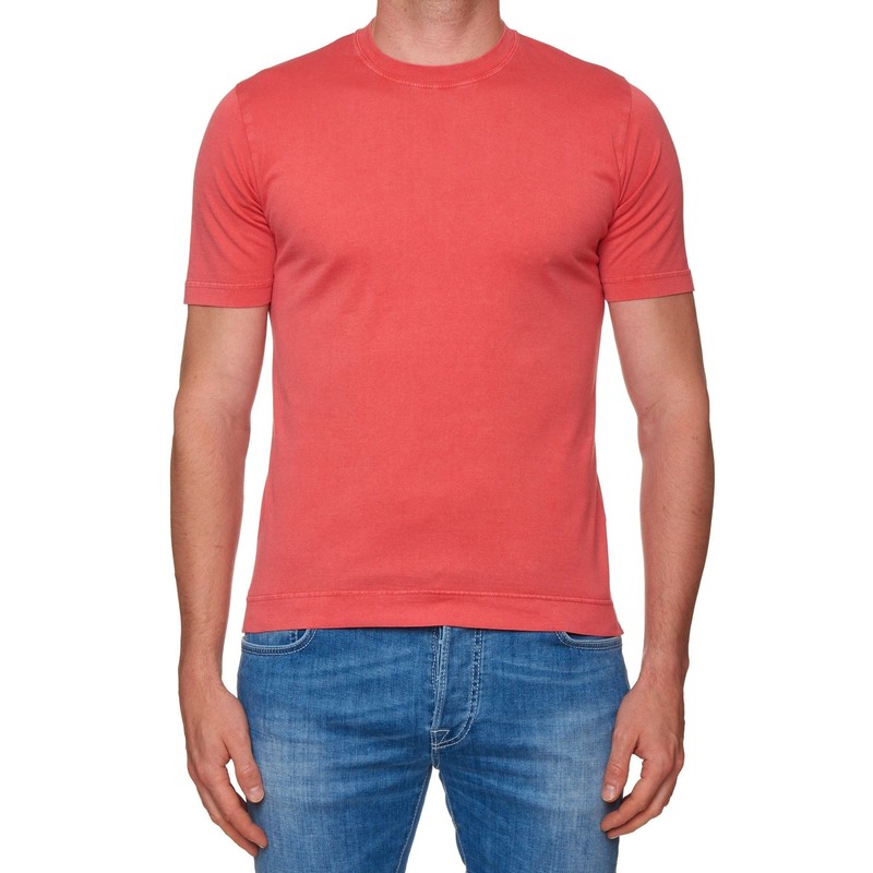 FEDELI “Extreme” Coral Cotton Frosted Short Sleeve T-Shirt EU 48 NEW US S