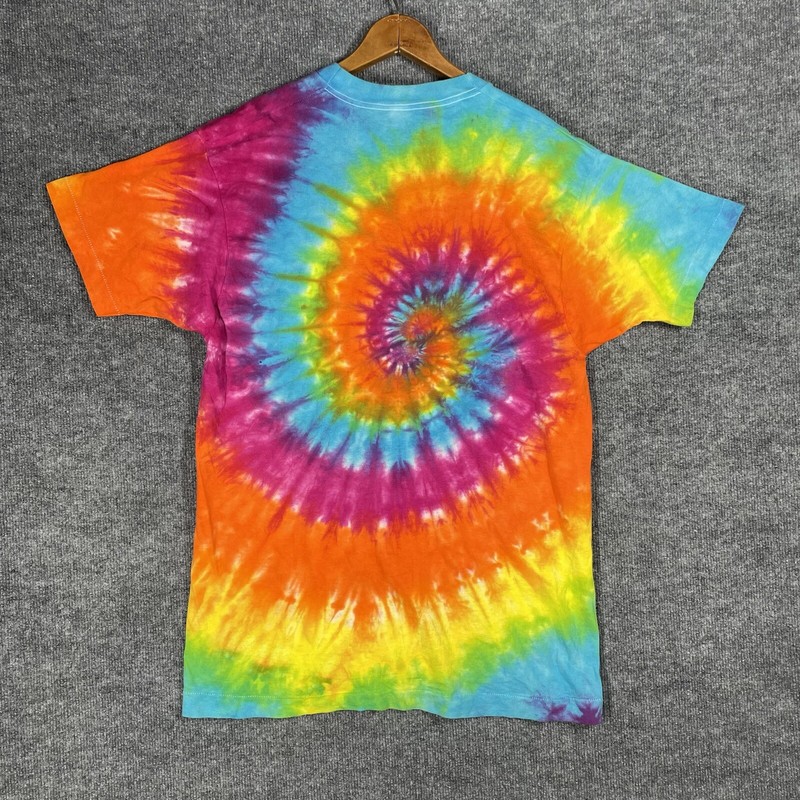 VINTAGE 70s Fruit of the Loom Tie Dye T Shirt Size XL Cotton Hippie Rainbow gallery