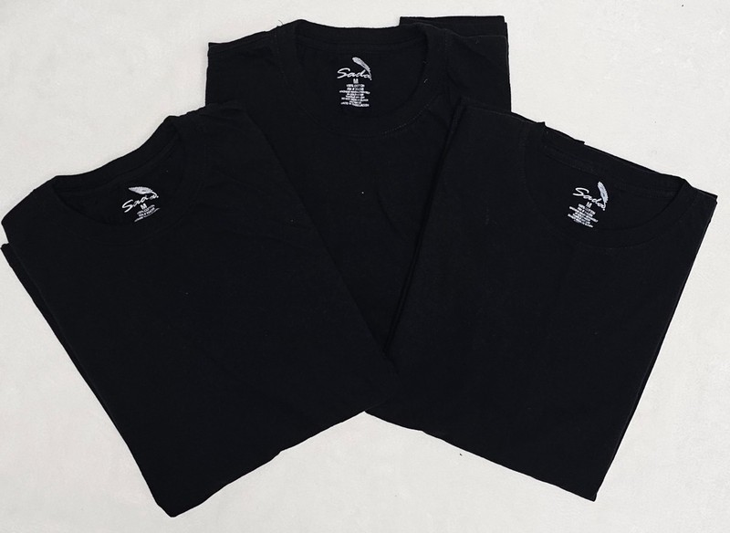 Lot of 3 – Sada Men’s Short Sleeve T-Shirt Black 100% Cotton Crew Neck Size M
