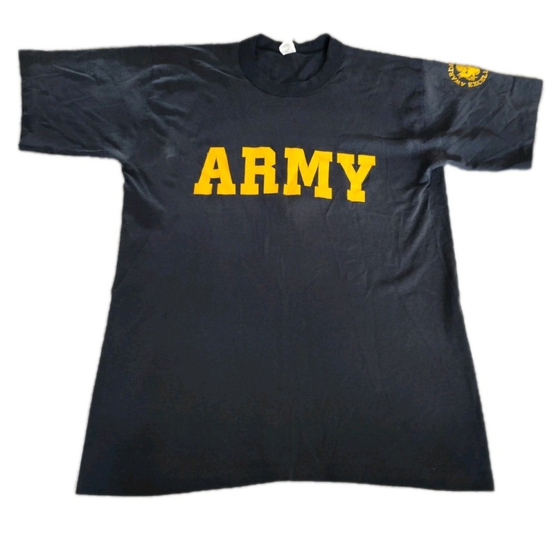 Vintage Army First Jump Second Jump College Military T-Shirt Single Stitch Sz L