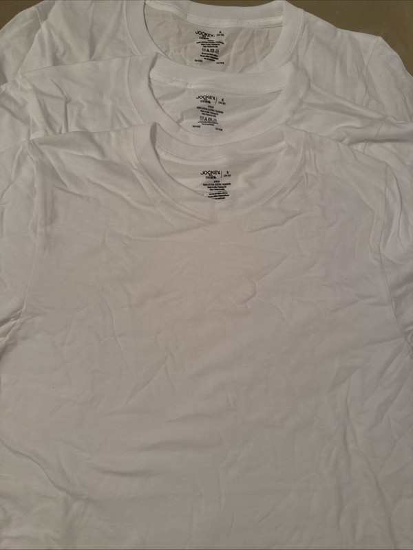 NWT Jockey 3 Pack Crew Neck Relaxed Fit T-Shirts 100% Cotton White Size S 34-36" gallery