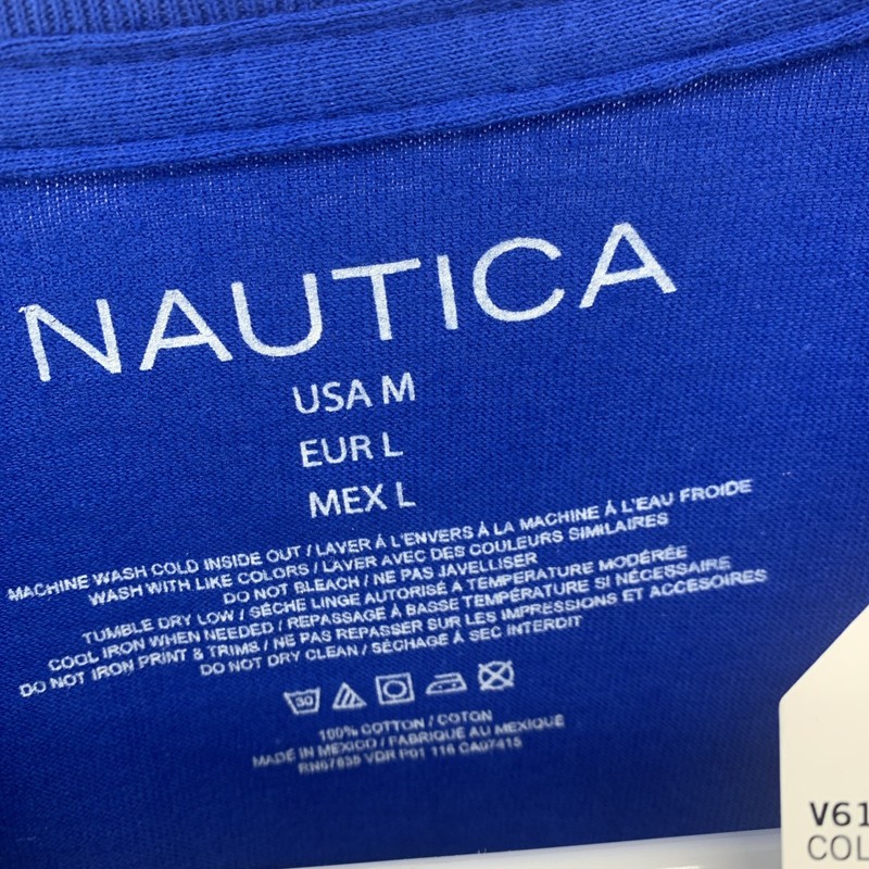 New Nautica Men's T-Shirt Sea cobalt Blue Short Sleeve Size Medium 100% Cotton gallery