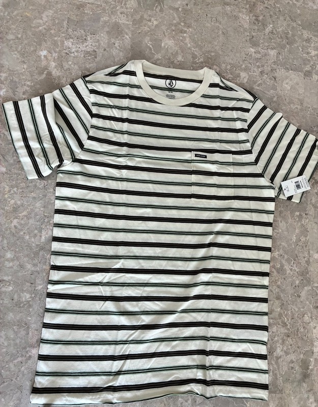 Volcom Sylvan Crew SS Striped Pocket T-Shirt Men’s NWT
