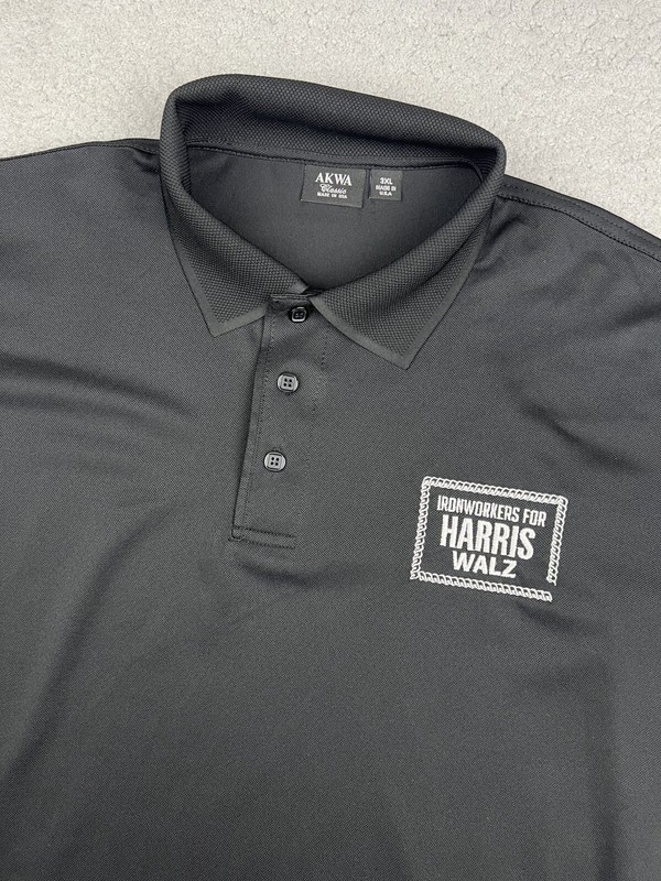 Harris Walz Shirt 3XL Polo Ironworkers Akwa Made In USA Black President Waltz