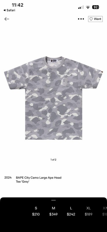 Bape city camo large ape head tee grey gallery