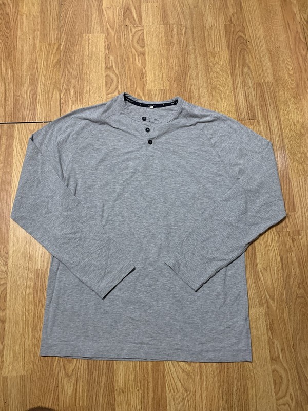 Public Rec Henley Shirt Mens Large Gray Long Sleeve Pima Cotton Tencel Stretch gallery