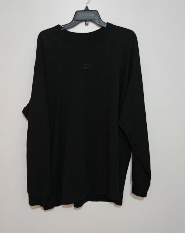 Nike The Nike Tee Black Cotton Knit Logo Crew Neck Long Sleeve Men’s XL DO7390