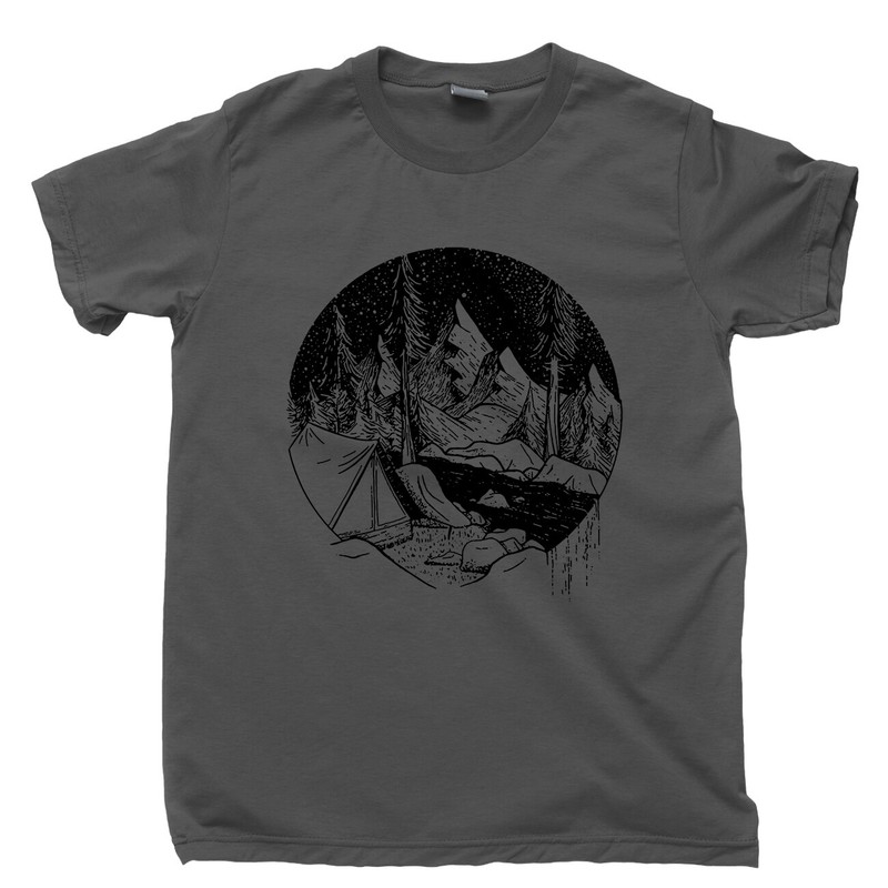 Camping T Shirt Great Outdoors Mountain Hiking River Appalachian Trail Trek Tee