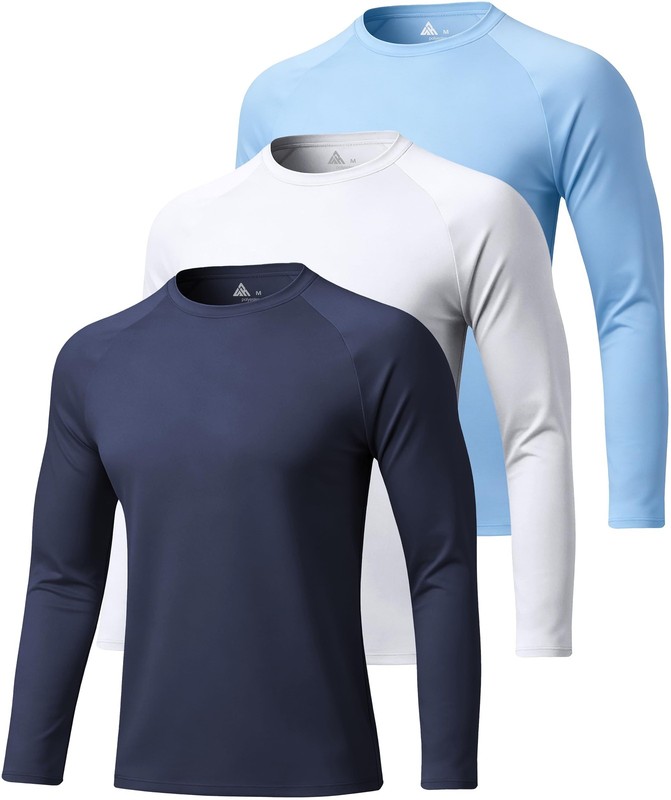 Mens Long Sleeve Sun Shirts Workout Tops Fast Dry Rash Guard Lightweight Hiki…