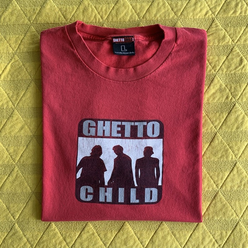 Vintage Skate Tee 1998 Ghetto Child Wheel ORIGINAL RELEASE Large Red Muska