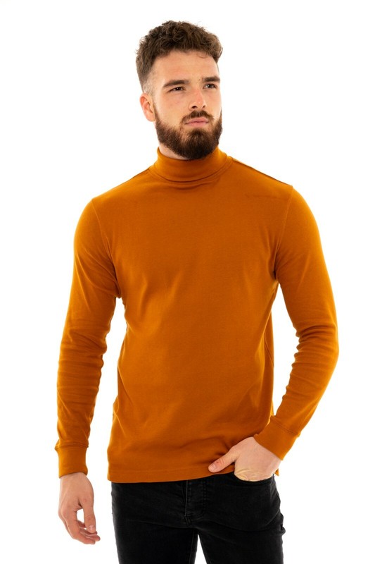 Mens Roll Neck Cotton Lightweight Jumper T-Shirt Turtle Funnel Long Sleeve Tops gallery