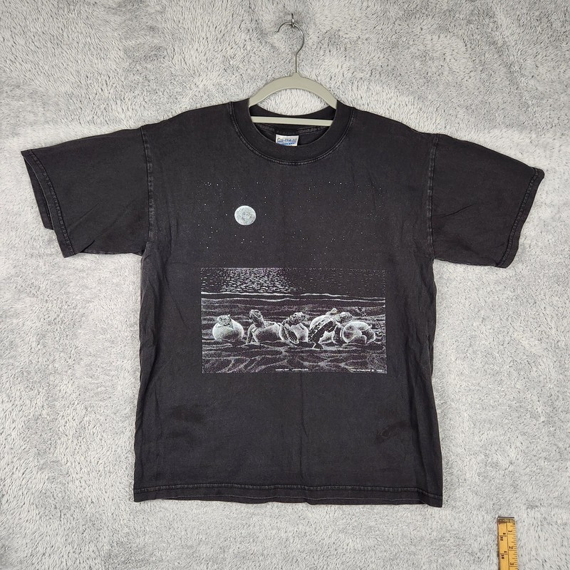 Vintage Shirt Mens Medium Black Moonlight Loggerheads Young Hatch Graphic 90s gallery