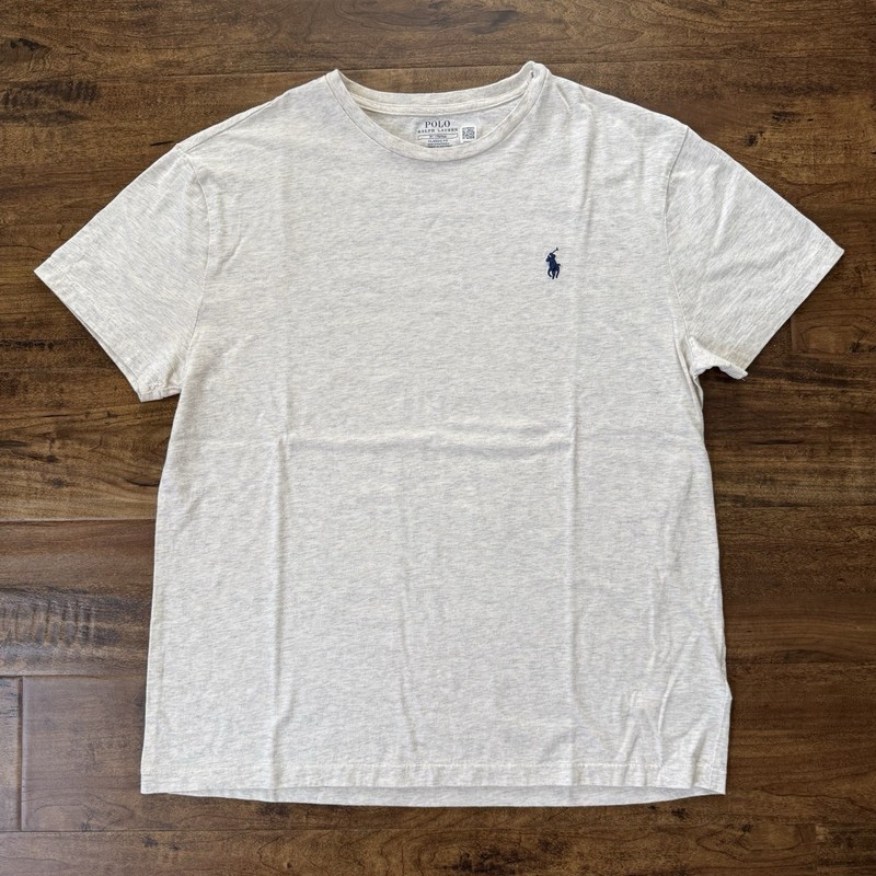 Polo Ralph Lauren Classic Fit Beige Embroidered Logo Crew Neck T-Shirt Mens M
