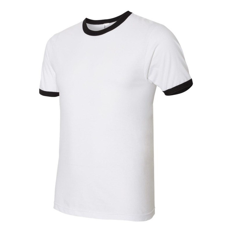 American Apparel Fine Jersey Ringer T-Shirt White Black Medium Unisex Baseball gallery
