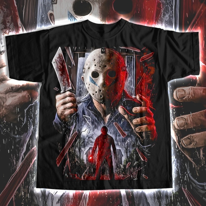 Halloween Night Horror Mask Scary Michael Graphic Movie Tee Shirt Big Tall #30