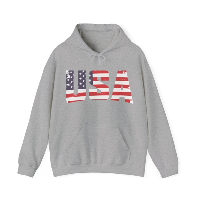 ” Kyloug Stylish USA Flag Text Hooded Sweatshirt – Classic Fit for Men & Women”