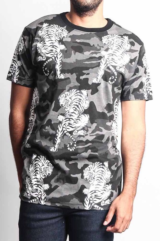Victorious Men’s Casual Camouflage Tiger T-Shirt TS7204