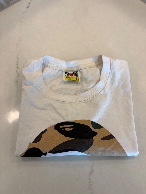 A Bathing Ape BAPE ABC White Camo Baby Milo Head T-shirt Green / Size L