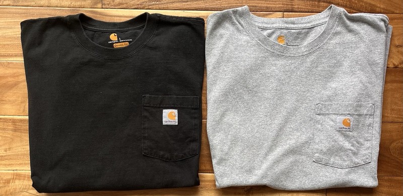 Lot of 2 CARHARTT Pocket T-Shirts Mens L Original Fit Gray and Black