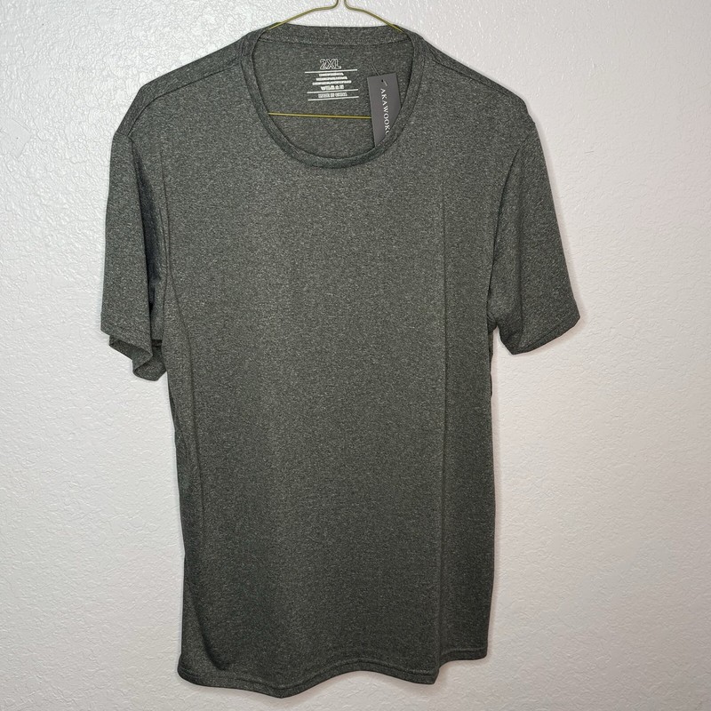 Akawooko Mens Short Sleeve Comfort Stretch Casual Dark Gray T-Shirt Size 2XL NEW