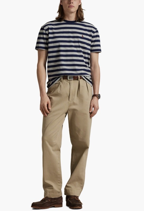 NEW! Polo Ralph Lauren Striped Custom Slim Fit Tee Shirt Navy Gray SZ M gallery