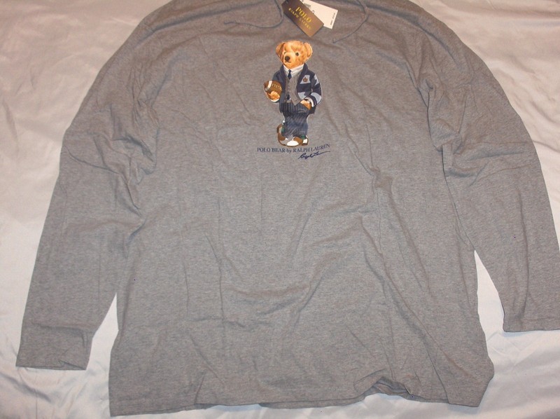 POLO RALPH LAUREN Mens BIG & TALL Football Bear Hoodie T-Shirt Tee, HEATHER GRAY gallery