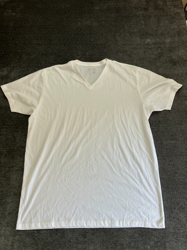 Fresh Clean Threads T-Shirt Mens 2XL White Cotton Short Sleeve V-Neck Casual