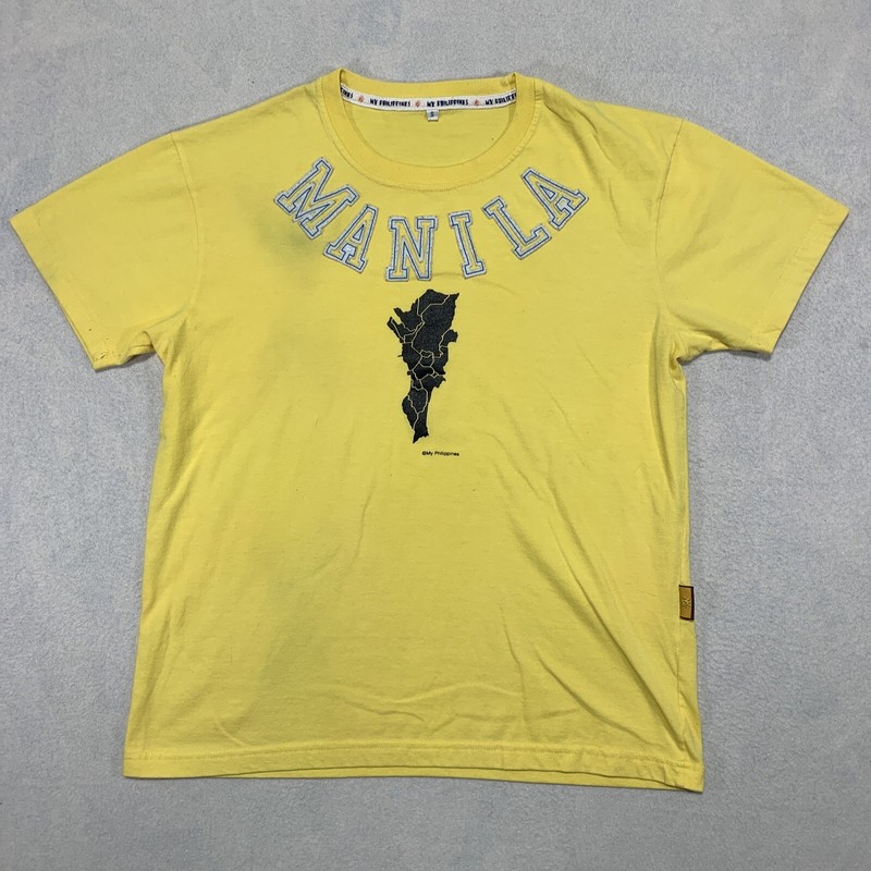Manila Philippines T Shirt Mens Small Yellow Short Sleeve Cotton Blend