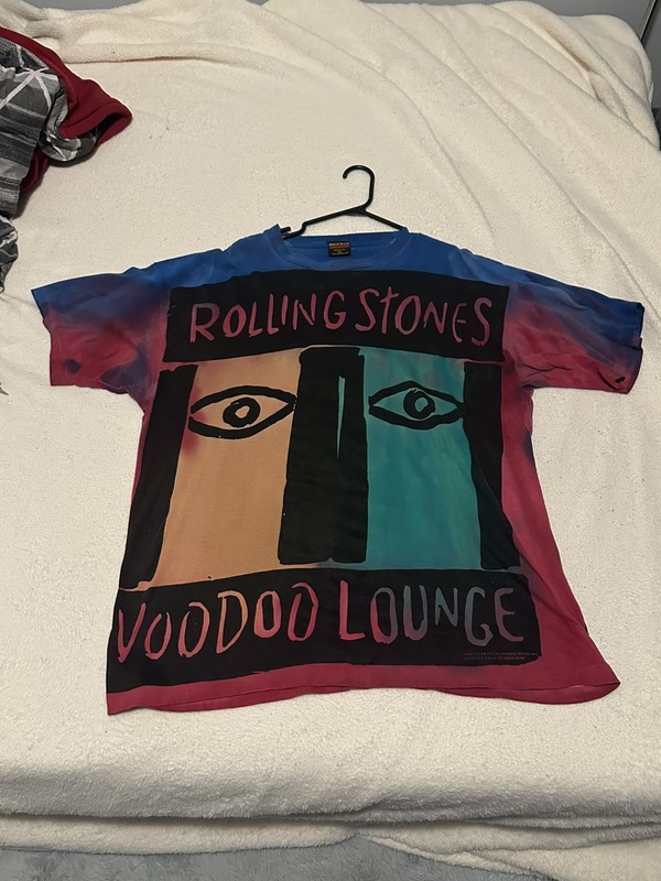 1994 Rolling Stones Voodoo Lounge 2XL Vintage Tee Tie Dye Overprint Front & Back