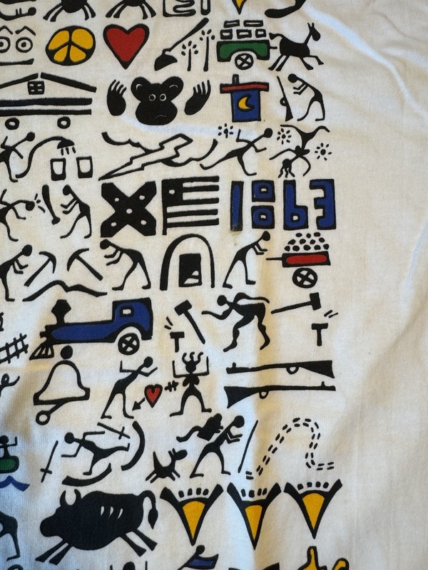 Vintage 90s Bowling Single Stitch T Shirt Hieroglyphic Sz Medium White Alore NOS gallery